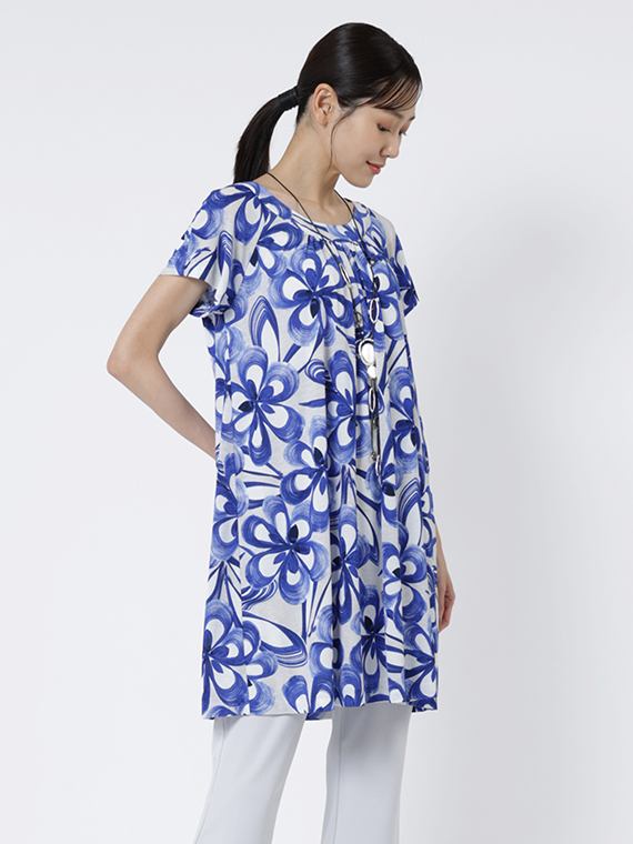 ブラッシュ フラワープリント チュニック