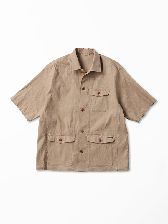 リネン/コットンストレッチ シャツアウター＜セットアップ対応＞