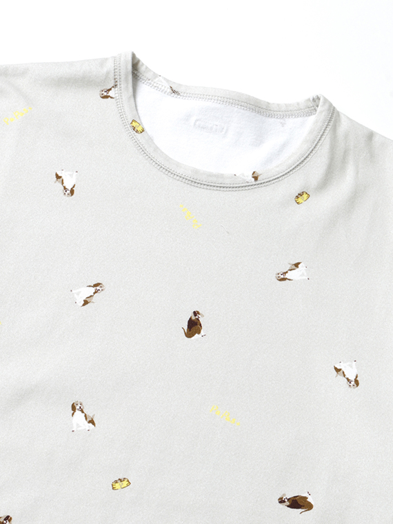 40/2天竺 DOG柄プリント半袖Ｔシャツ