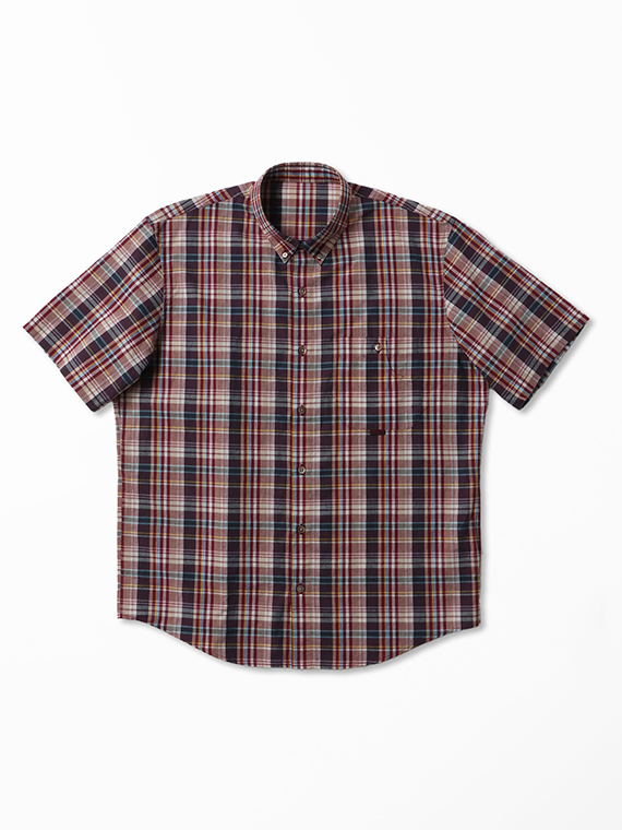 コットン/リネン マドラスチェック オーバーサイズ半袖シャツ