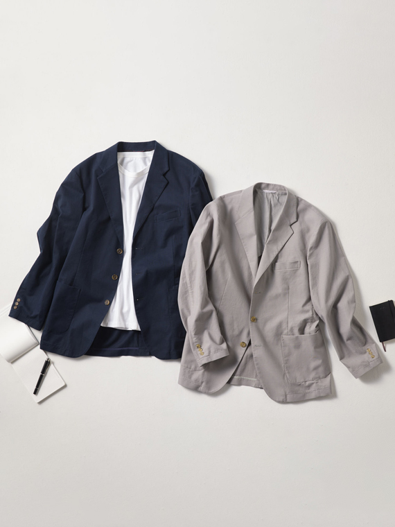 強撚ムラコットンツイル シングルテーラードジャケット