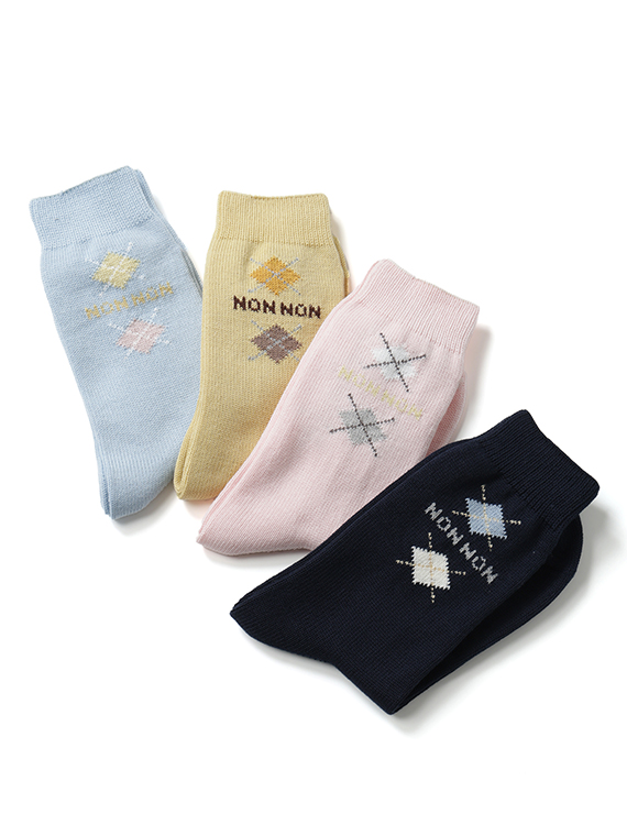 ●定番●綿コーマ アーガイル小柄ソックス