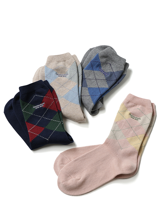 ●定番●綿コーマ アーガイル全面柄ソックス