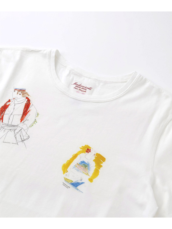 【60th Anniversary Collection】コンパクトヤーン天竺エアロシフォン加工 水彩画Tシャツ【NON NON girl】