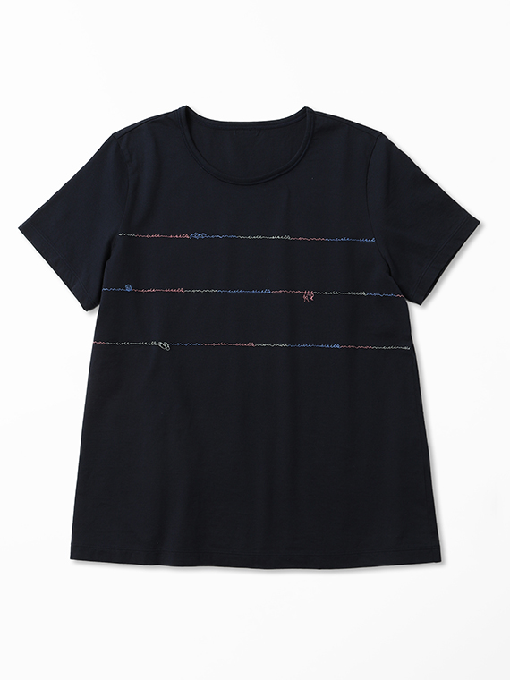 エアーコットン天竺 4色刺繍ロゴ&マリンモチーフTシャツ