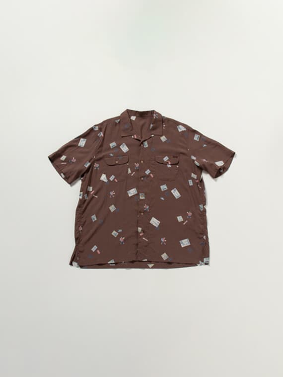 【SALE】レーヨン ポストマン プリントシャツ
