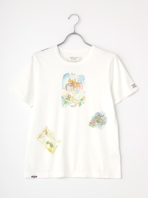 【60th Anniversary Collection】コンパクトヤーン天竺エアロシフォン加工　水彩画Tシャツ【野菜・お花...etc】