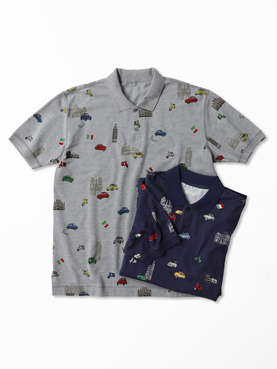 ＼再入荷／鹿の子プリントポロシャツ【ITALY TOURING】