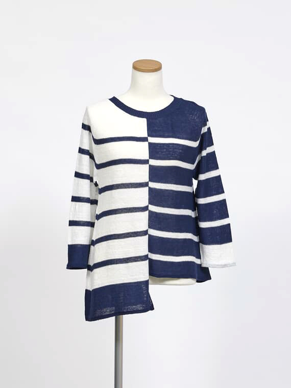 【SALE】リネンアシメボーダーニット