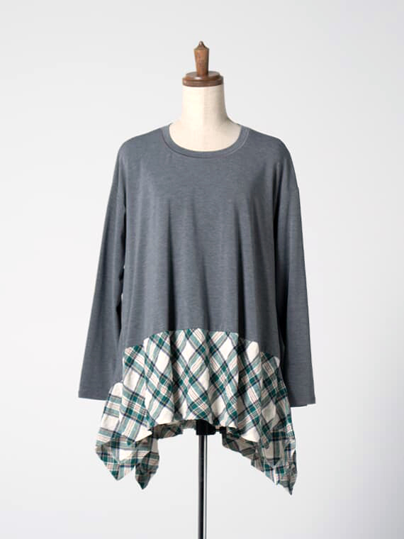 【SALE】ベア天竺×チェックチュニック