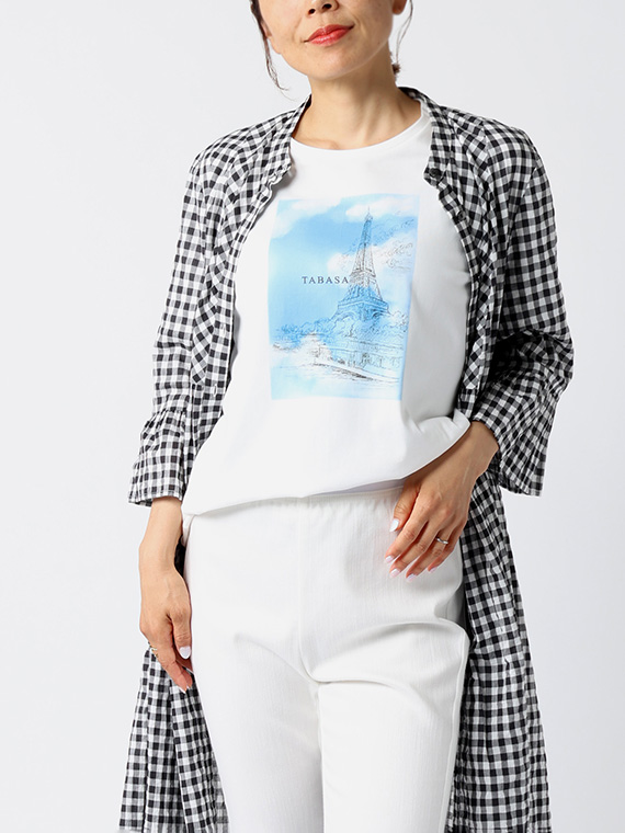 40/2マーセライズ天竺プリントTシャツ