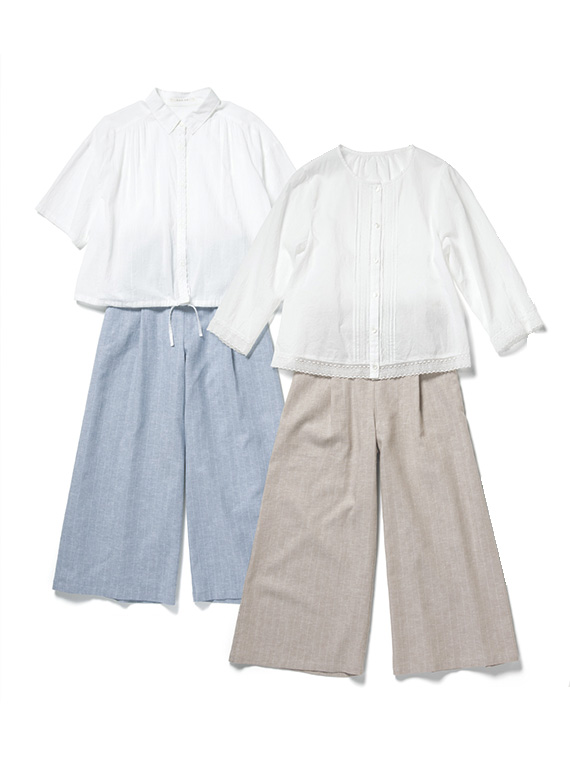 <MUSETTI>ムゼッティー ストライプドレスパンツ