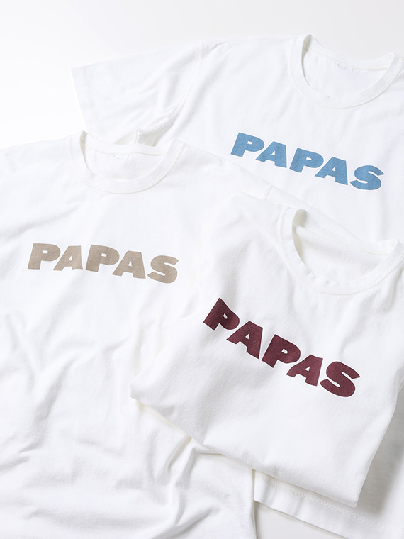 40/2甘撚天竺 PAPASロゴプリント 半袖Tシャツ