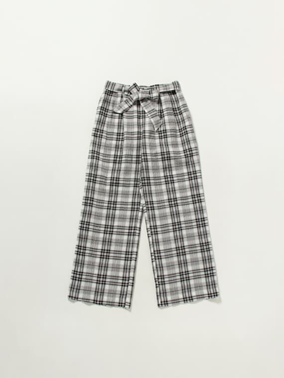 【SALE】リネン/コットンチェックWシルケットワッシャーパンツ