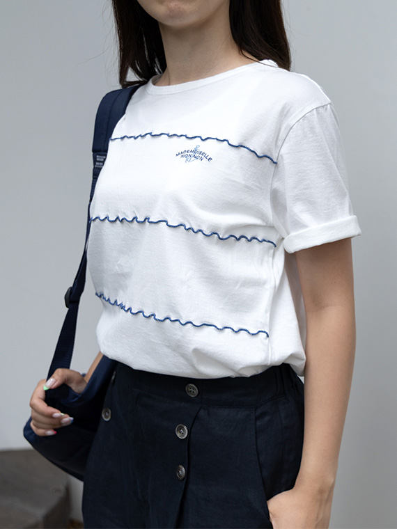エアーコットン天竺 メローステッチ配色切替Tシャツ