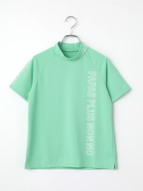 【SALE】レディースGOLF エステルエコメッシュ ロゴ入りモックネックTシャツ