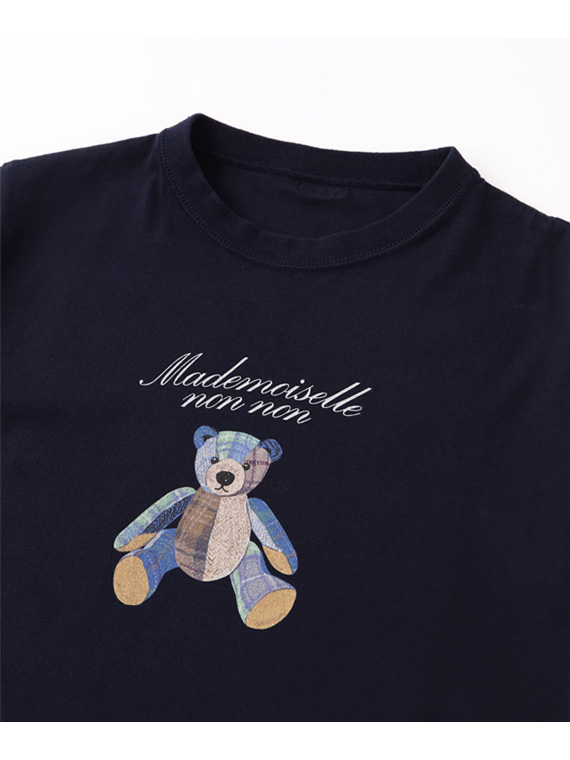 スーピマ甘撚天竺　クルーネック半袖Tシャツ【テディベア】