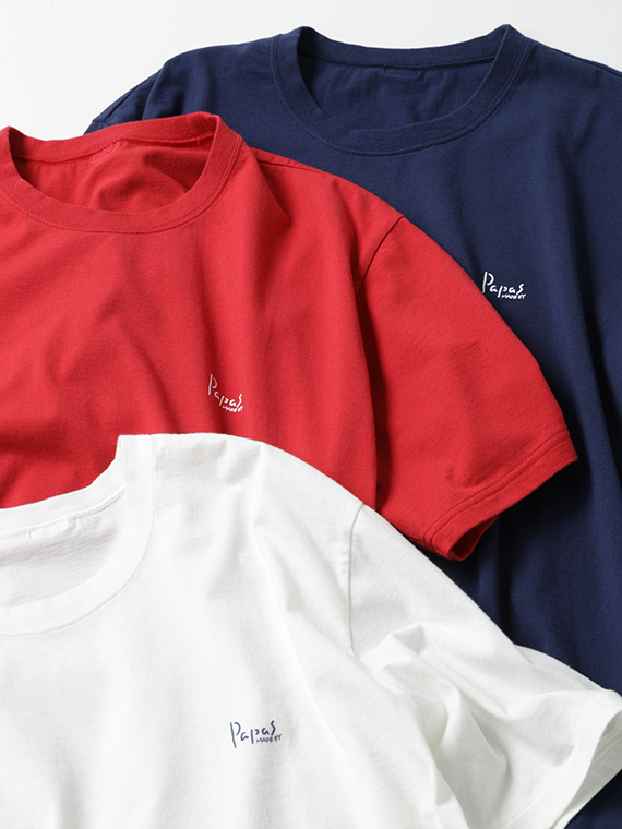 甘撚りオーガニック天竺 ロゴ刺繡 半袖Ｔシャツ