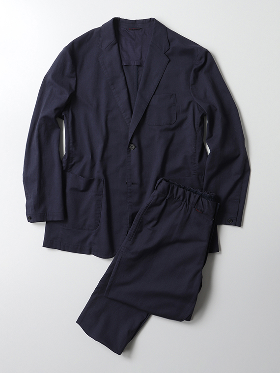 PAPAS パパス シングル スーツ 上下 メンズ (XL) / 紺 無地 クールマックス コットンリネン シングルジャケット（MEN新着・Papas