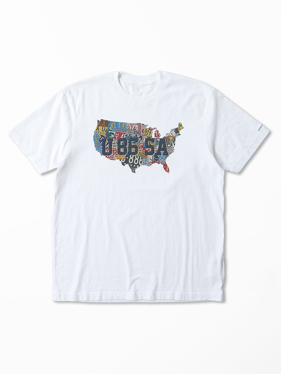 U.S.Aコットン アメリカ大陸 プリントTシャツ<MADE IN USA>