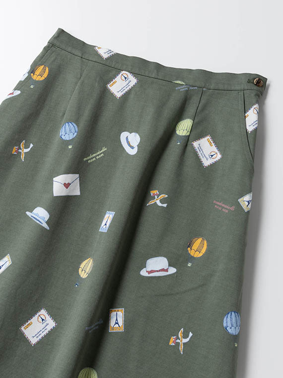 【SALE】チノストレッチAラインスカート【NONNON TRAVEL】【後ろウエストゴム】