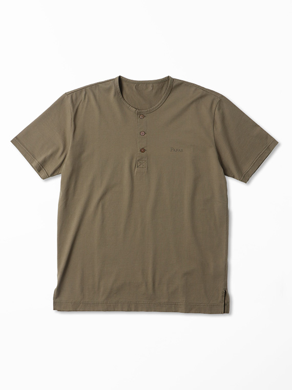 【SALE】60/2甘撚コンパクトヤーン天竺 ヘンリーネックTシャツ