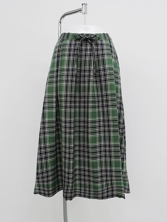 〈Lanificio di Pray〉HERITAGE WORSTED TARTAN CHECK タックスカート【後ろウエストゴム】