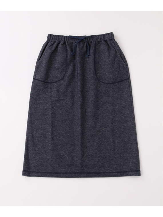 【SALE】デニムライクストレッチカルゼ セミタイトスカート