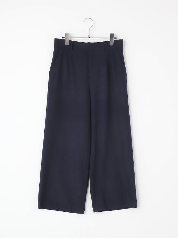【SALE】ポリエステル/レーヨン2WAYストレッチツイル起毛 ノータックガウチョパンツ【後ろゴム】