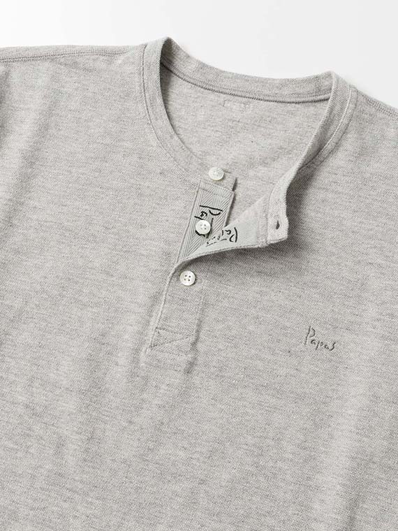 ラフィ起毛鹿の子 ヘンリーネックTシャツ