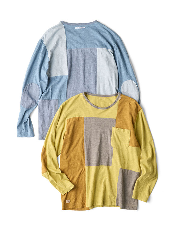 天竺パッチワーク 長袖Tシャツ