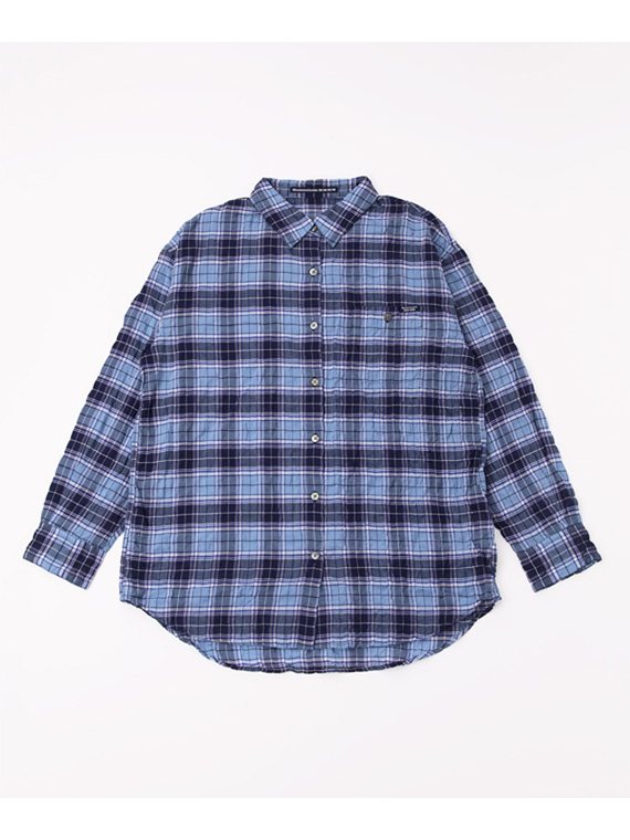 【SALE】シャーリングソフトワッシャー チェックシャツ