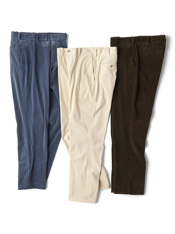 カシミヤ混ストレッチコーデュロイ ノータックパンツ（MEN新着・Papas