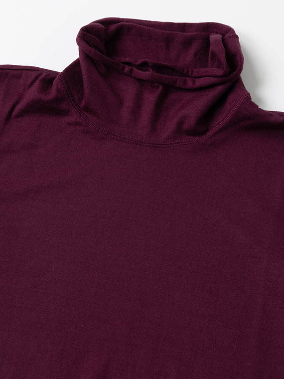 ウォッシャブルウールアロマ天竺 2重衿ハイネックTシャツ