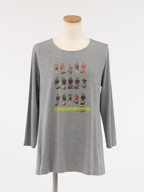 レーヨンベア天竺 × ペイントプリント ロング Tシャツ