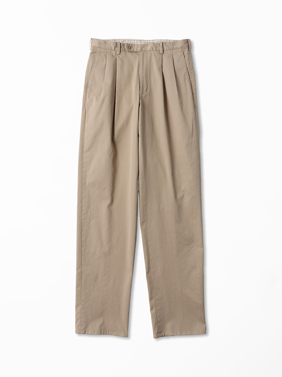 【定番】甘撚り超長綿チノストレッチ 2タックパンツ