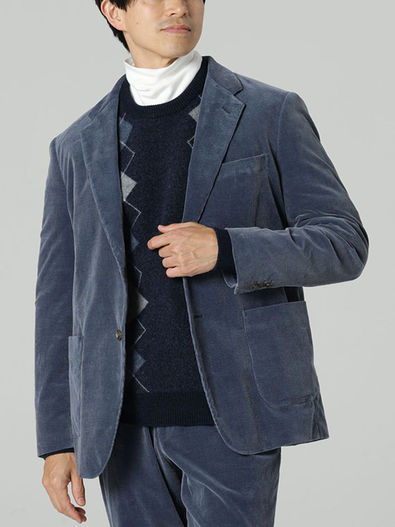 カシミヤ混ストレッチコーデュロイ シングルジャケット（MEN新着