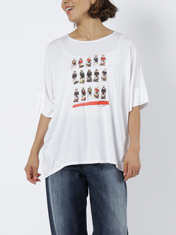 レーヨンベア天竺 × ペイントプリント Tシャツ