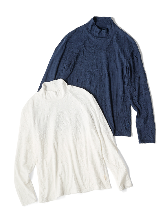 天竺キャッチワッシャー加工 ハイネックロングカットソー