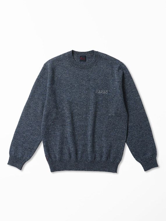 ウール/リネン/カシミヤ ツイード7G クルーネックセーター