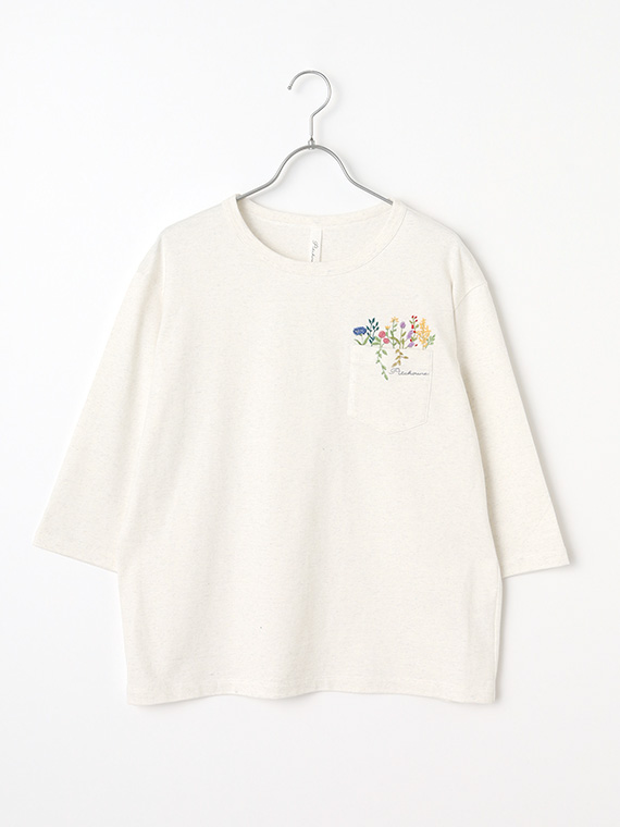 Re PAPAS PROJECT フラワー刺繍 Tシャツ