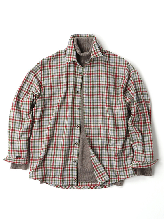 カシミヤエターミン マルチカラーチェックシャツ