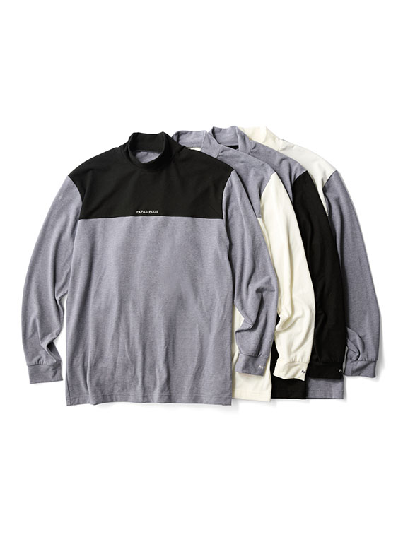 ストレッチスウェード モックネックTシャツ