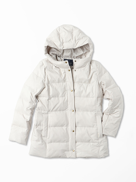 リサイクルポリエステルタフタ フーディ―ダウンコート