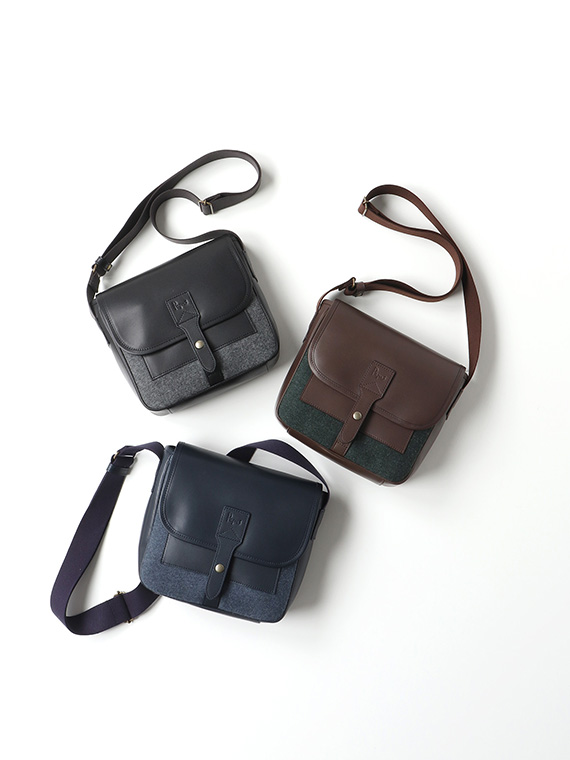 メルトンウール×レザー ショルダーバッグ