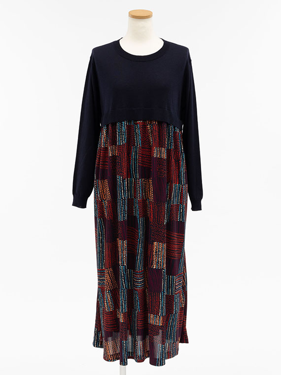 スムース × グラフィカル ドット プリント ワンピース