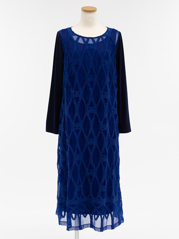 ブライト オーガンジー オーナメント ジャガード ワンピース