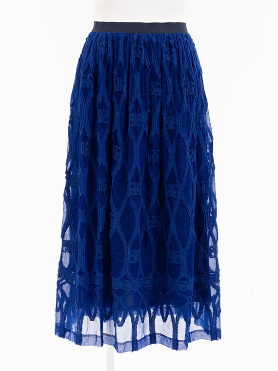 ブライト オーガンジー オーナメント ジャガード スカート