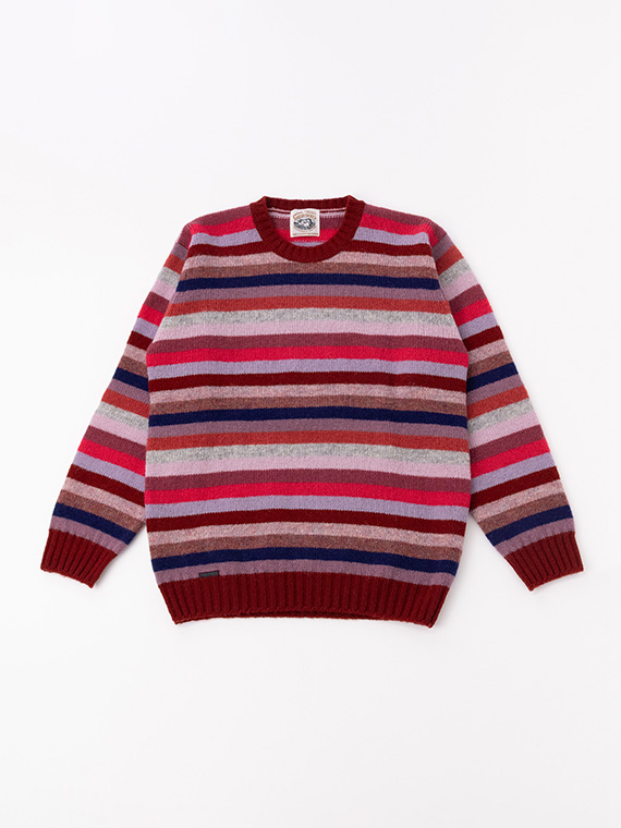 <JAMIESON'S>フェアアイル マルチボーダー5G クルーネックセーター