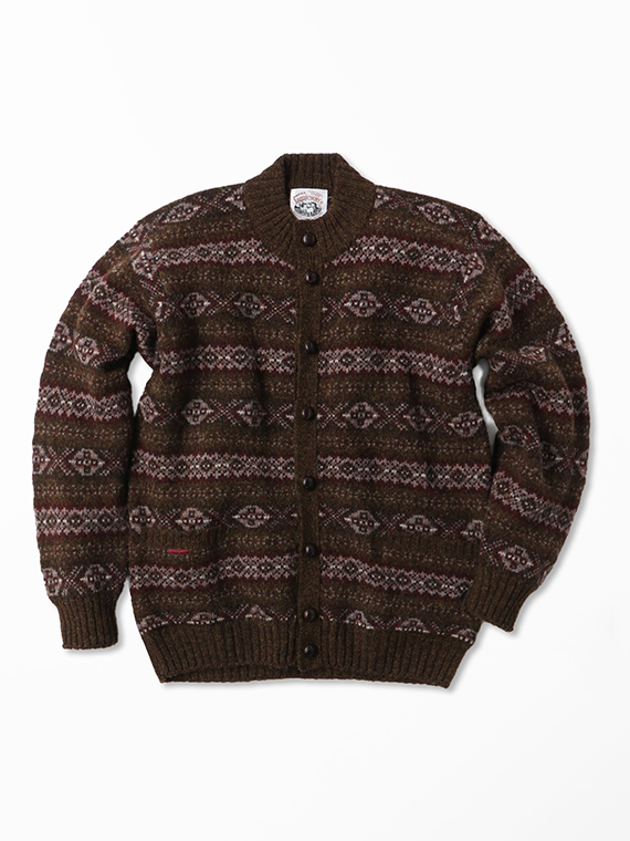 <JAMIESON'S>フェアアイル総柄 5G クルーネックカーディガン